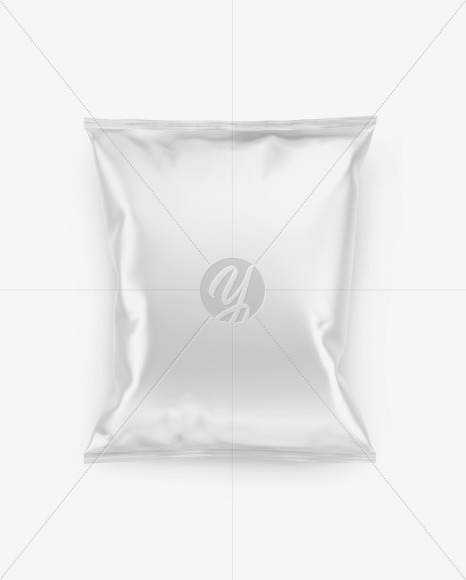 Metallic Snack Package With Riffled Potato Chips Mockup Back View In Flow Pack Mockups On Yellow Images Object Mockups