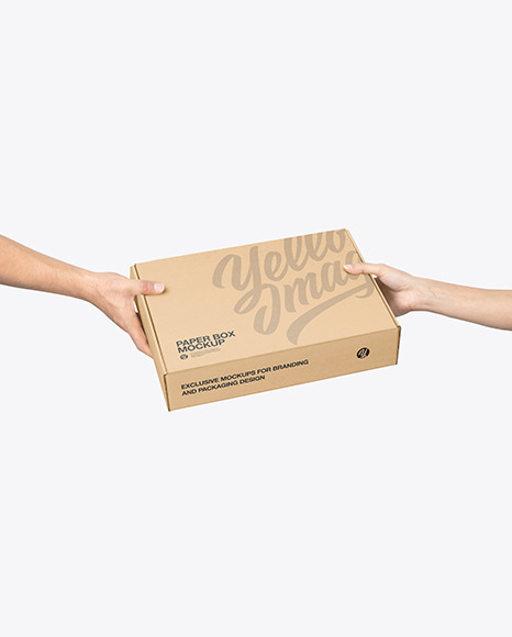 Download Mailing Box In Hands Mockup In Box Mockups On Yellow Images Object Mockups PSD Mockup Templates