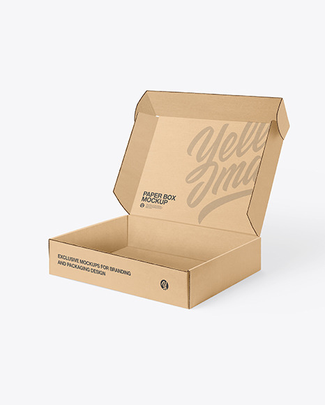 Download Open Mailing Box Paper Mockup In Box Mockups On Yellow Images Object Mockups