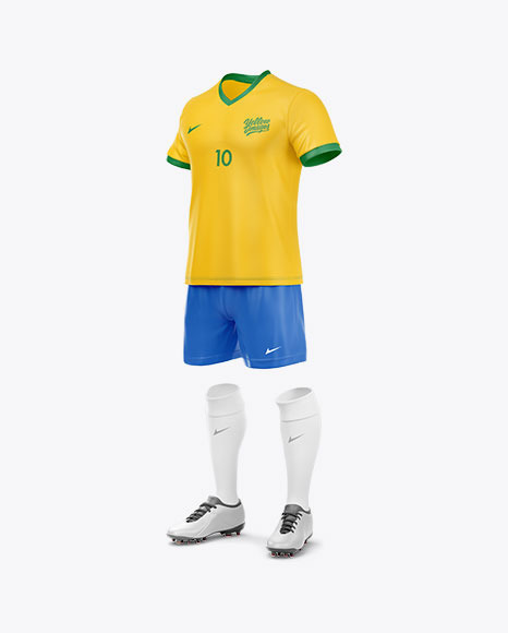 Football Kit Mockup Half Side View In Apparel Mockups On Yellow Images Object Mockups