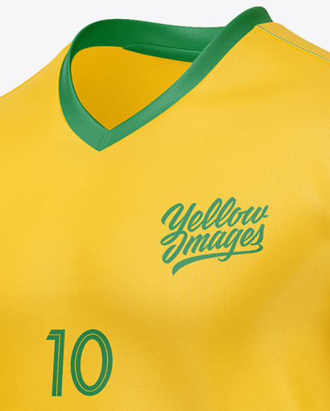 Football Kit Mockup Half Side View In Apparel Mockups On Yellow Images Object Mockups