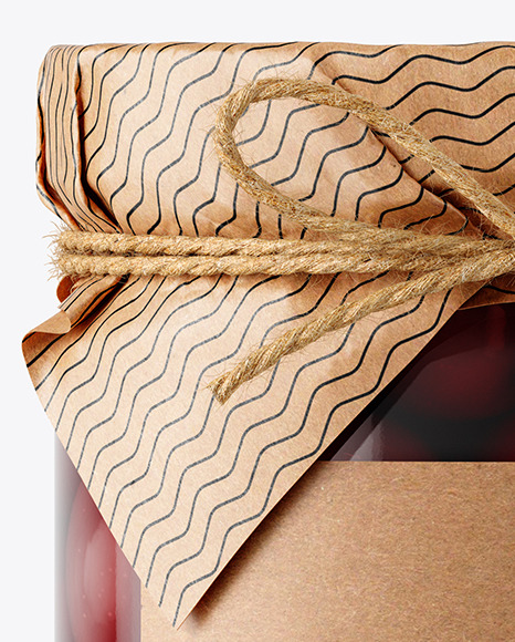 Glass Kalamata Olives Jar with Paper Cap Mockup PSD #5