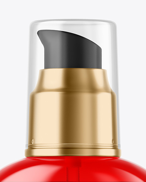 Color Plastic Cosmetic Bottle with Pump Mockup PSD #2