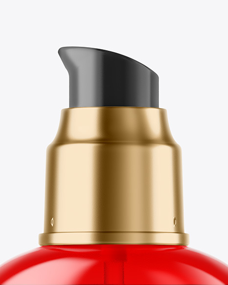Color Plastic Cosmetic Bottle with Pump Mockup PSD #1