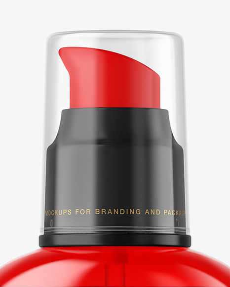 Color Plastic Cosmetic Bottle with Pump Mockup PSD #6