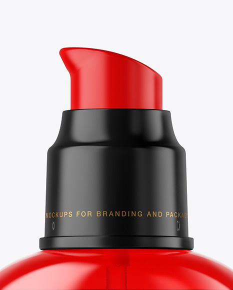 Color Plastic Cosmetic Bottle with Pump Mockup PSD #5