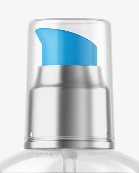 Clear Cosmetic Bottle with Pump Mockup PSD #2