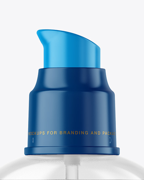 Clear Cosmetic Bottle with Pump Mockup PSD #7