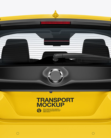 Electric Compact Car Mockup  Back View PSD #6