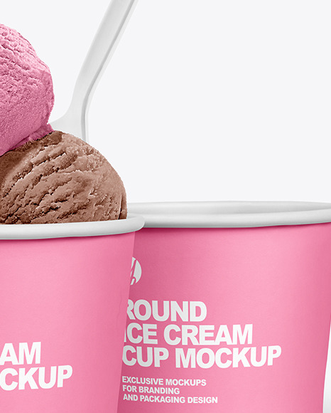 Paper Ice Cream Cups Mockup In Cup Bowl Mockups On Yellow Images Object Mockups