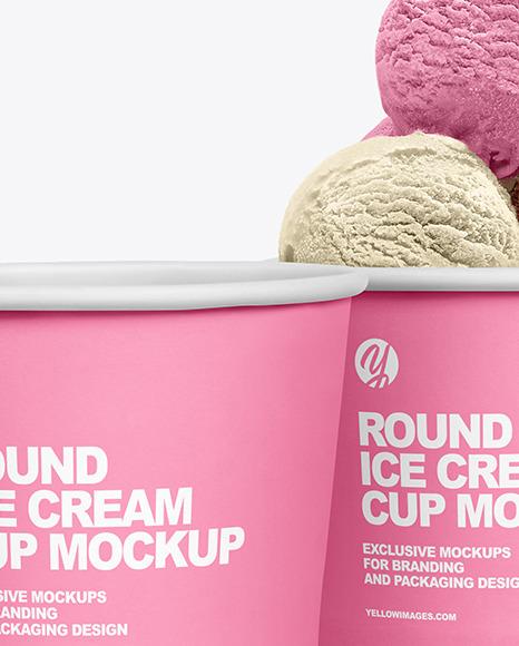 Download Paper Ice Cream Cups Mockup In Cup Bowl Mockups On Yellow Images Object Mockups PSD Mockup Templates