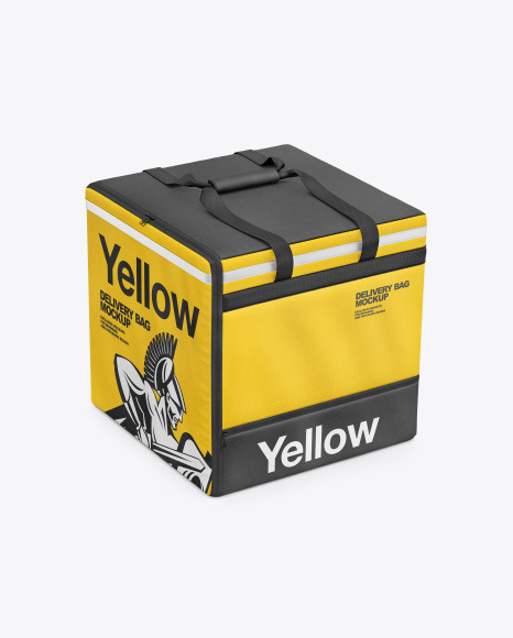 Leatherette Delivery Bag Mockup in Bag & Sack Mockups on Yellow Images Object Mockups