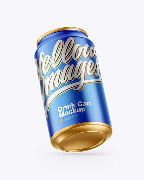 Matte Metallic Drink Can Mockup in Can Mockups on Yellow Images Object