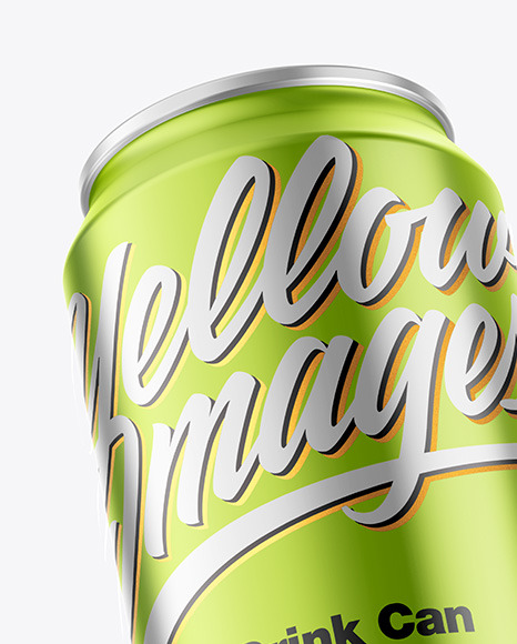 Matte Metallic Drink Can Mockup in Can Mockups on Yellow Images Object