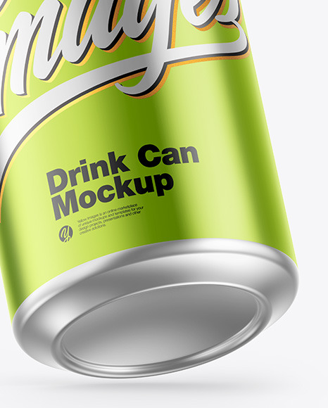 Matte Metallic Drink Can Mockup in Can Mockups on Yellow Images Object