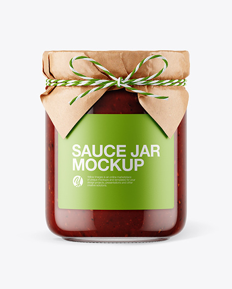 Glass BBQ Sauce Jar with Paper Cap Mockup PSD #6