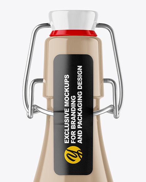 Glossy Bottle with Clamp Lid Mockup PSD #2