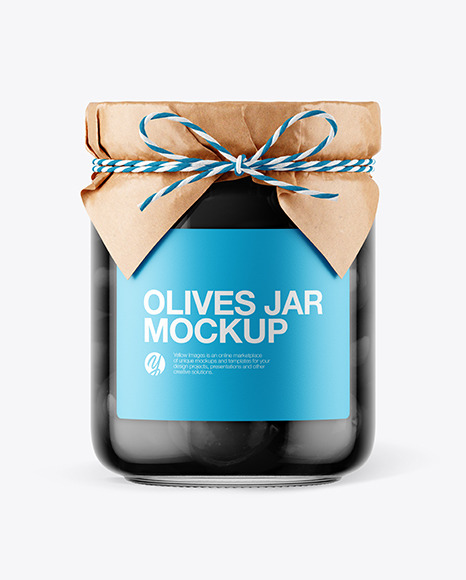 Glass Black Olives Jar with Paper Cap Mockup PSD #6