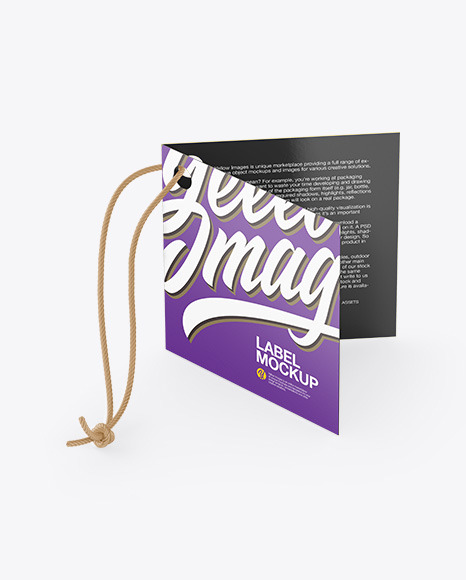 Textured Folded Label With Rope Mockup PSD #2