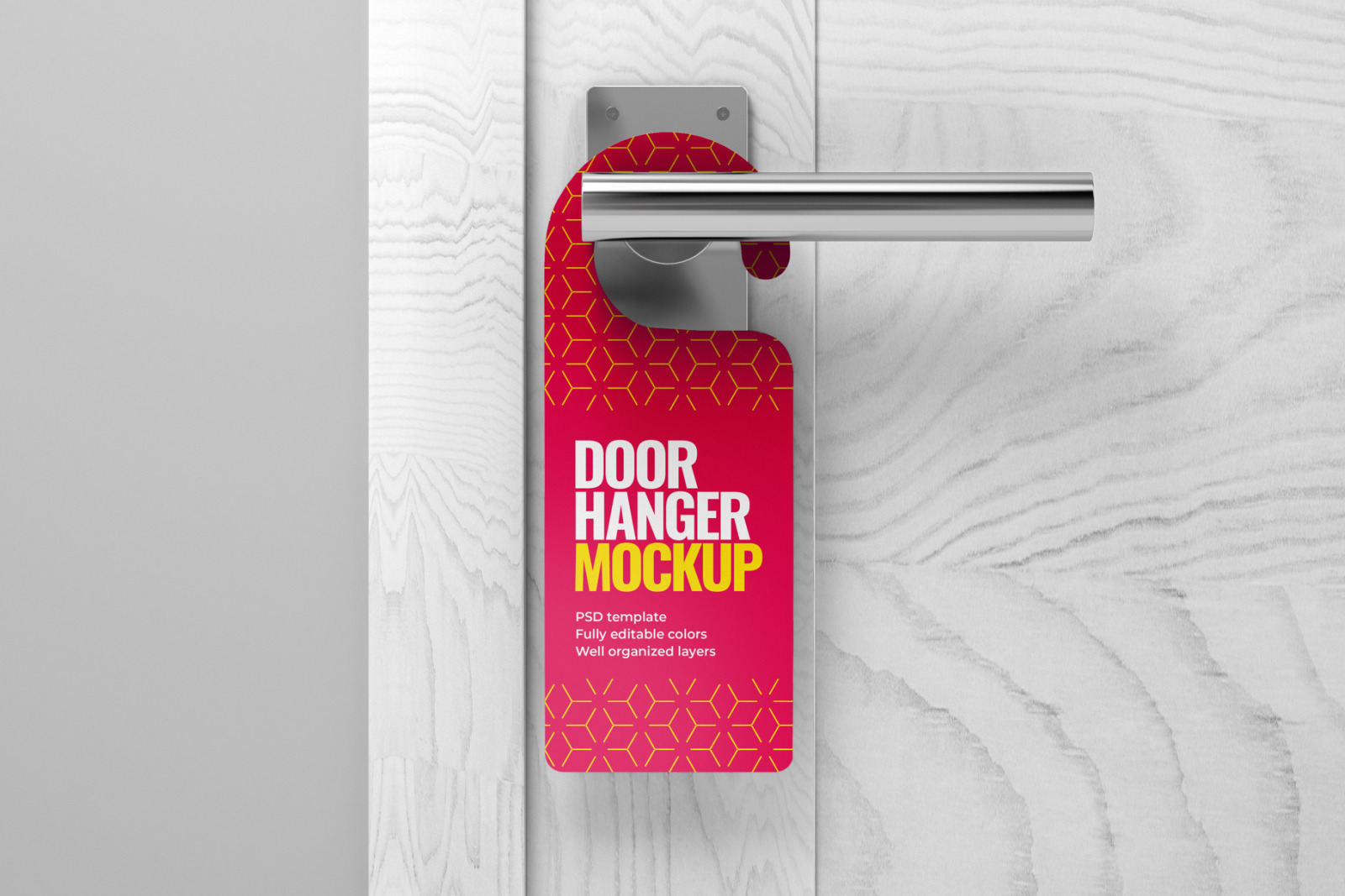 Download Door Hanger Mockup Set in Indoor Advertising Mockups on Yellow Images Creative Store