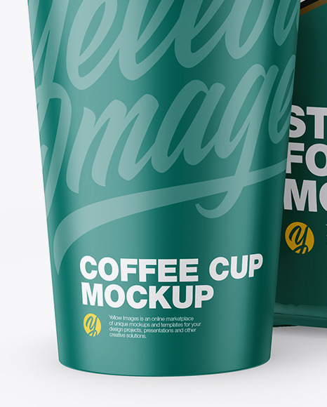 Download Glossy Stand Up Bag With Coffee Cup Mockup In Bag Sack Mockups On Yellow Images Object Mockups