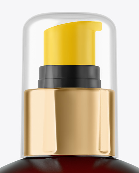 Download Frosted Amber Cosmetic Bottle With Pump Mockup In Bottle Mockups On Yellow Images Object Mockups