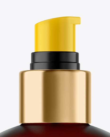 Frosted Amber Cosmetic Bottle with Pump Mockup PSD #1