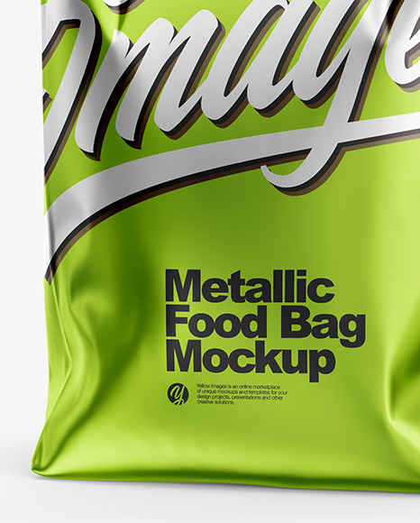 Download Metallic Food Bag Mockup Half Side View In Bag Sack Mockups On Yellow Images Object Mockups Yellowimages Mockups