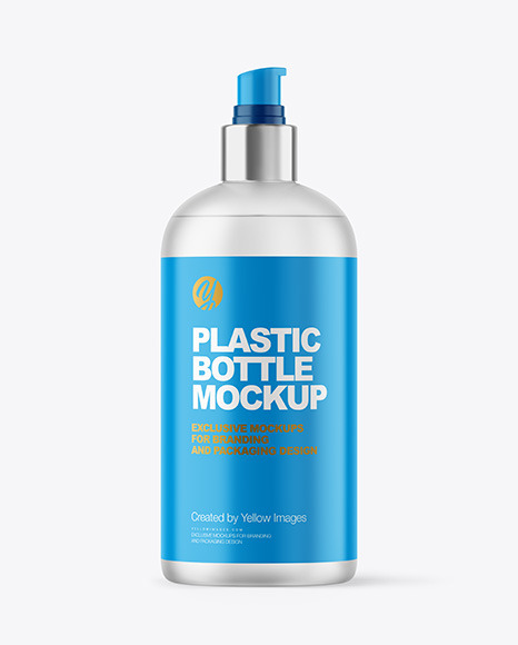 Frosted Cosmetic Bottle with Pump Mockup PSD #2