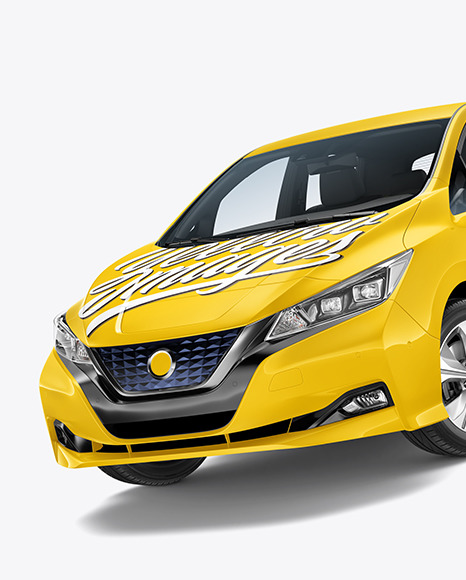 Electric Compact Car Mockup - Half Side View