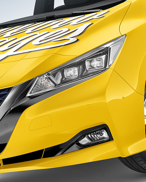 Electric Compact Car Mockup   Half Side View PSD #1