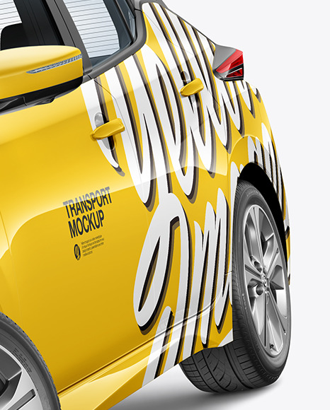 Electric Compact Car Mockup   Half Side View PSD #6
