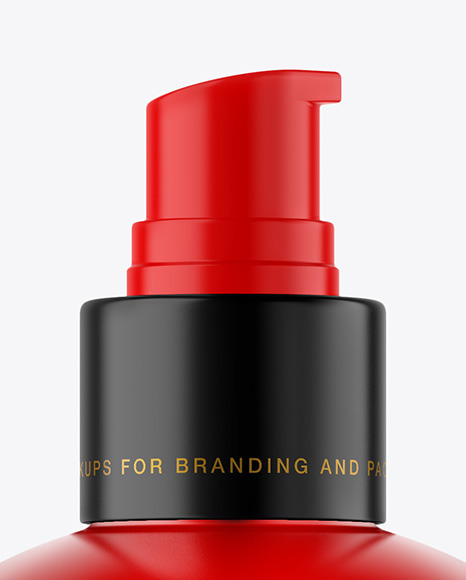 Frosted Cosmetic Bottle with Pump Mockup PSD #7