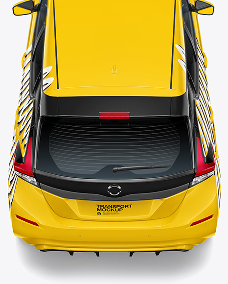 Electric Compact Car Mockup   Back View (High Angle Shot) PSD #2