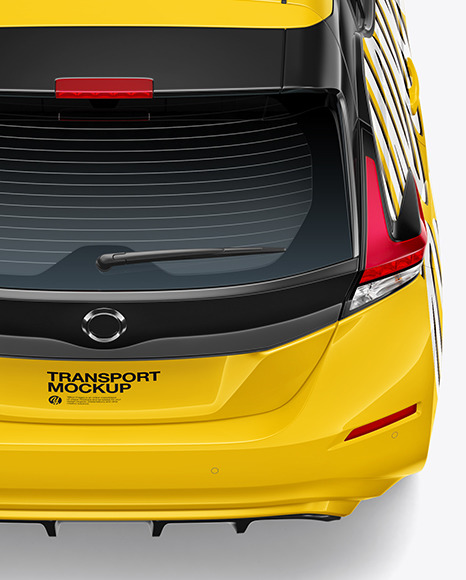 Electric Compact Car Mockup   Back View (High Angle Shot) PSD #1