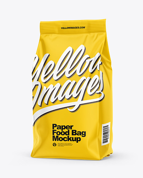 Download Matte Food Bag Mockup Half Side View In Bag Sack Mockups On Yellow Images Object Mockups Yellowimages Mockups