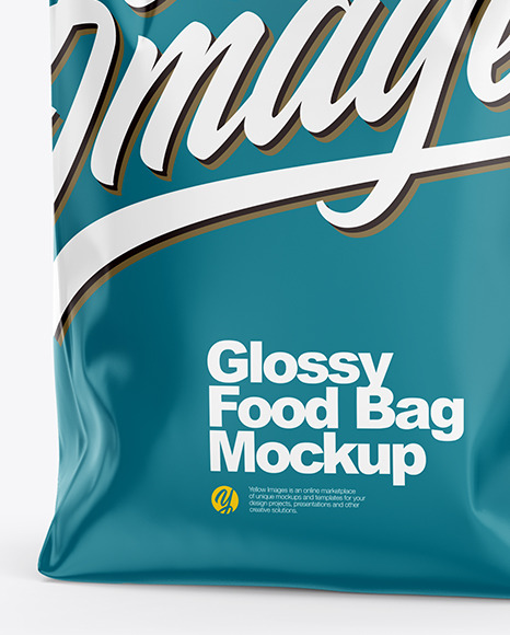 Download Glossy Food Bag Mockup Half Side View In Bag Sack Mockups On Yellow Images Object Mockups