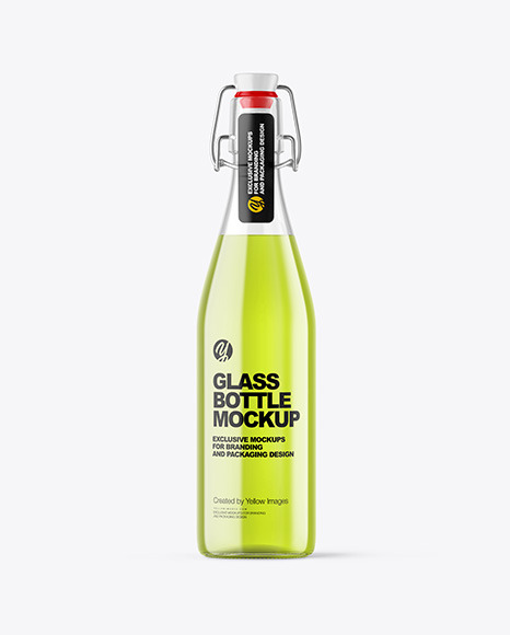 Clear Glass Bottle with Clamp Lid Mockup