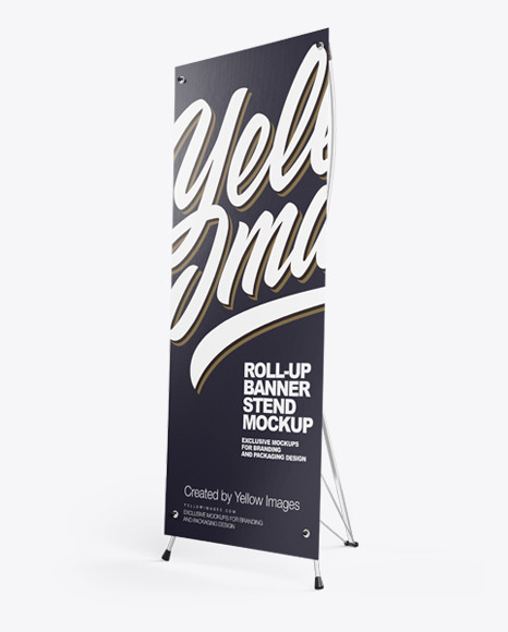 Download Banner Stand Mockup Right Halfside View In Indoor Advertising Mockups On Yellow Images Object Mockups PSD Mockup Templates