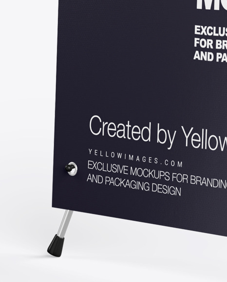 Download Banner Stand Mockup Right Halfside View In Indoor Advertising Mockups On Yellow Images Object Mockups PSD Mockup Templates