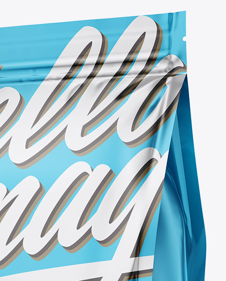 Metallic Stand Up Bag with Coffee Cup Mockup PSD #6