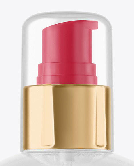 Clear Liquid Soap Bottle with Pump Mockup PSD #2