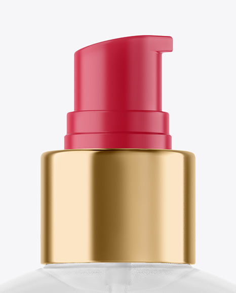 Clear Liquid Soap Bottle with Pump Mockup PSD #1