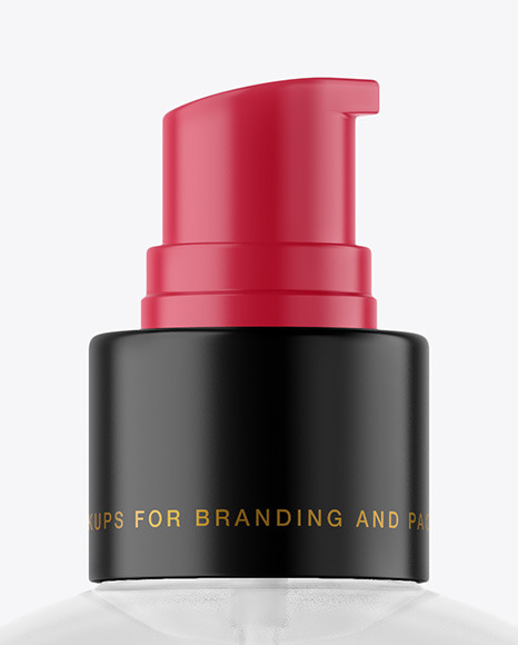 Clear Liquid Soap Bottle with Pump Mockup PSD #7