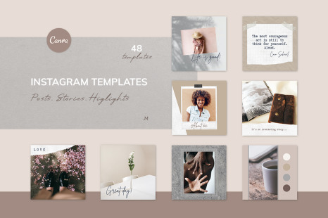 Canva Instagram Templates &#034;MOKKA&#034;. Social Media Bundle Templates  Social Media  Instagram