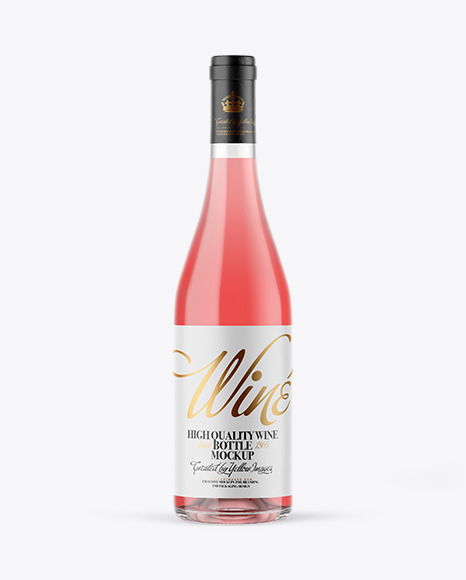 Download Clear Glass Pink Wine Bottle Mockup in Bottle Mockups on ... Yellowimages Mockups