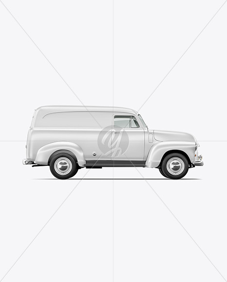 Download Retro Van Mockup Side View In Vehicle Mockups On Yellow Images Object Mockups PSD Mockup Templates