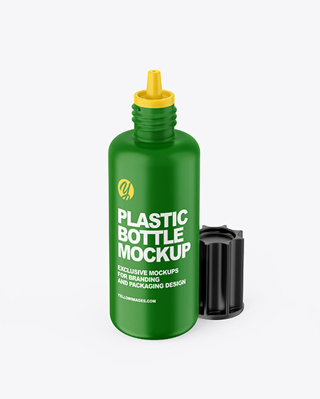 Opened Matte Plastic Bottle Mockup In Bottle Mockups On Yellow Images Object Mockups