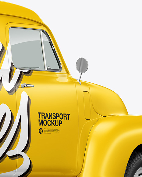 Download Retro Van Mockup Back Half Side View In Vehicle Mockups On Yellow Images Object Mockups PSD Mockup Templates