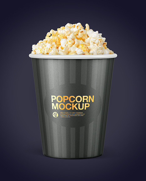 Download Cup Popcorn Mockup In Bucket Pail Mockups On Yellow Images Object Mockups PSD Mockup Templates